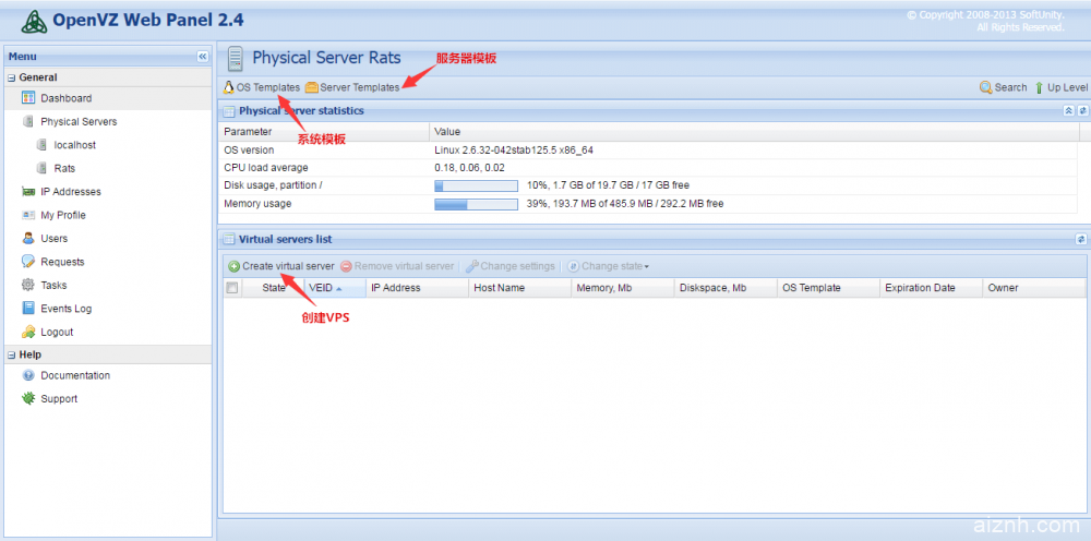 CentOS安装OpenVZ Web Panel，可以创建和管理VPS服务器