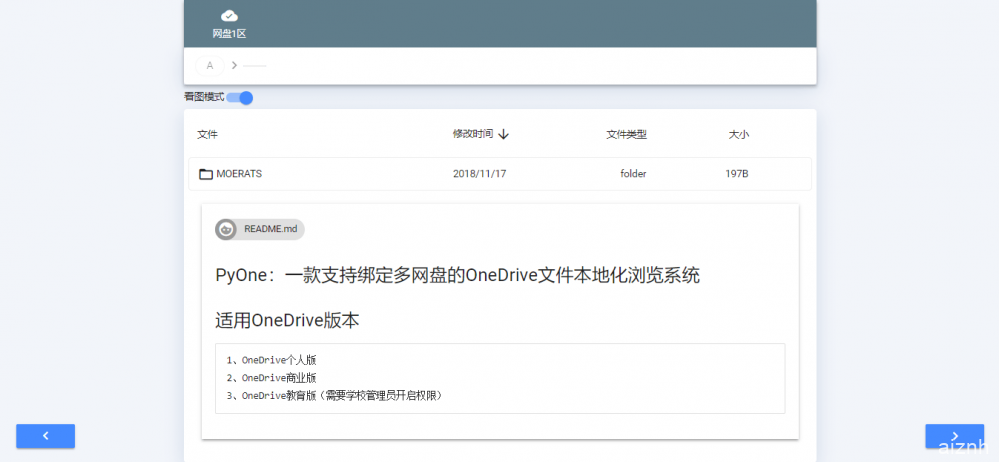 PyOne：一款支持绑定多网盘的OneDrive文件本地化浏览系统