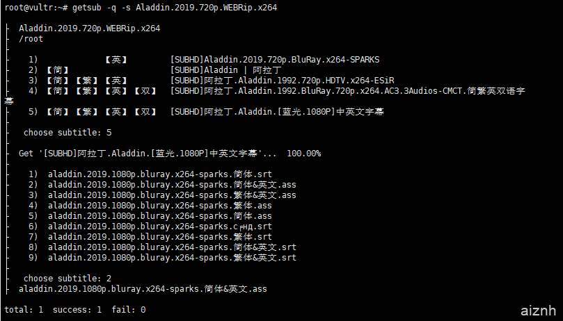 使用GetSub一键下载指定视频的ass/srt等字幕文件