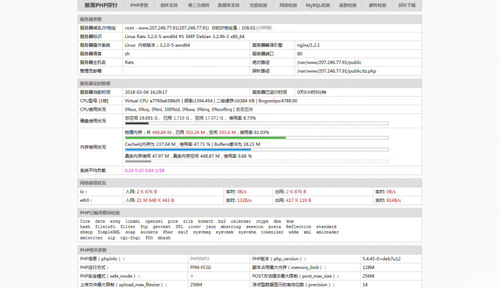 X-Prober/雅黑 PHP探针一键安装脚本 for Debian/Ubuntu